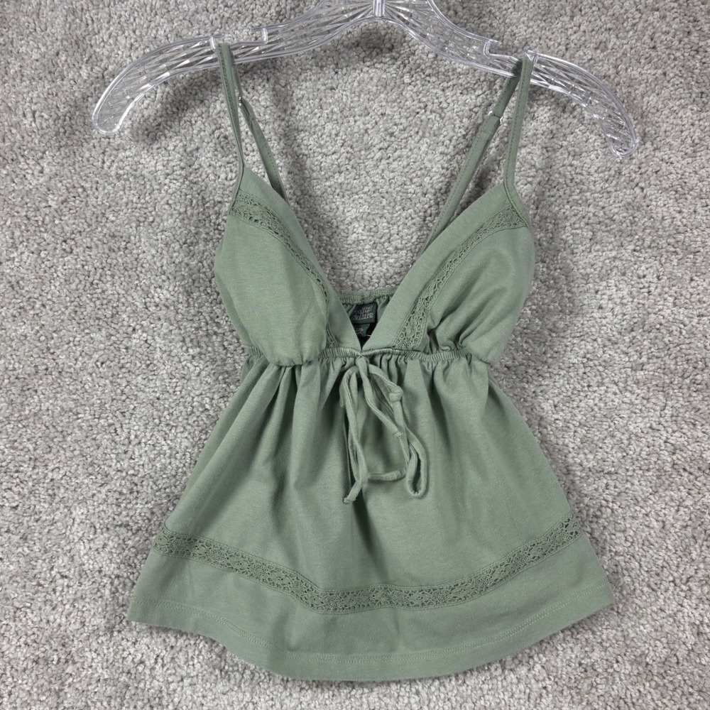 Wild Fable Women XXS Sage Green Lace Trim Babydoll Cami Top VN1299629